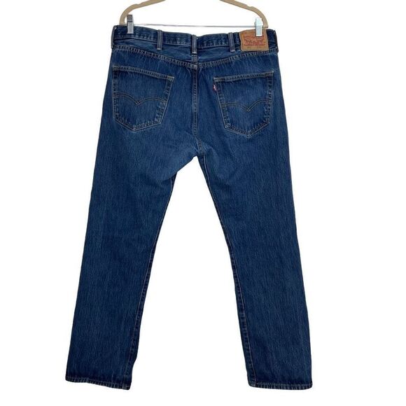 Levi's 501 Mens Blue Button Fly Classic Straight Denim Jeans Sz 38x32 - Picture 2 of 10